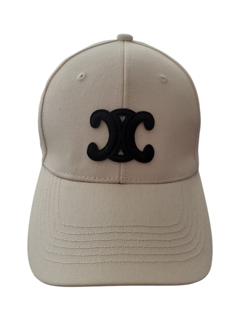 NEW - CELINE Cream Baseball Cap Hat With Black Logo
